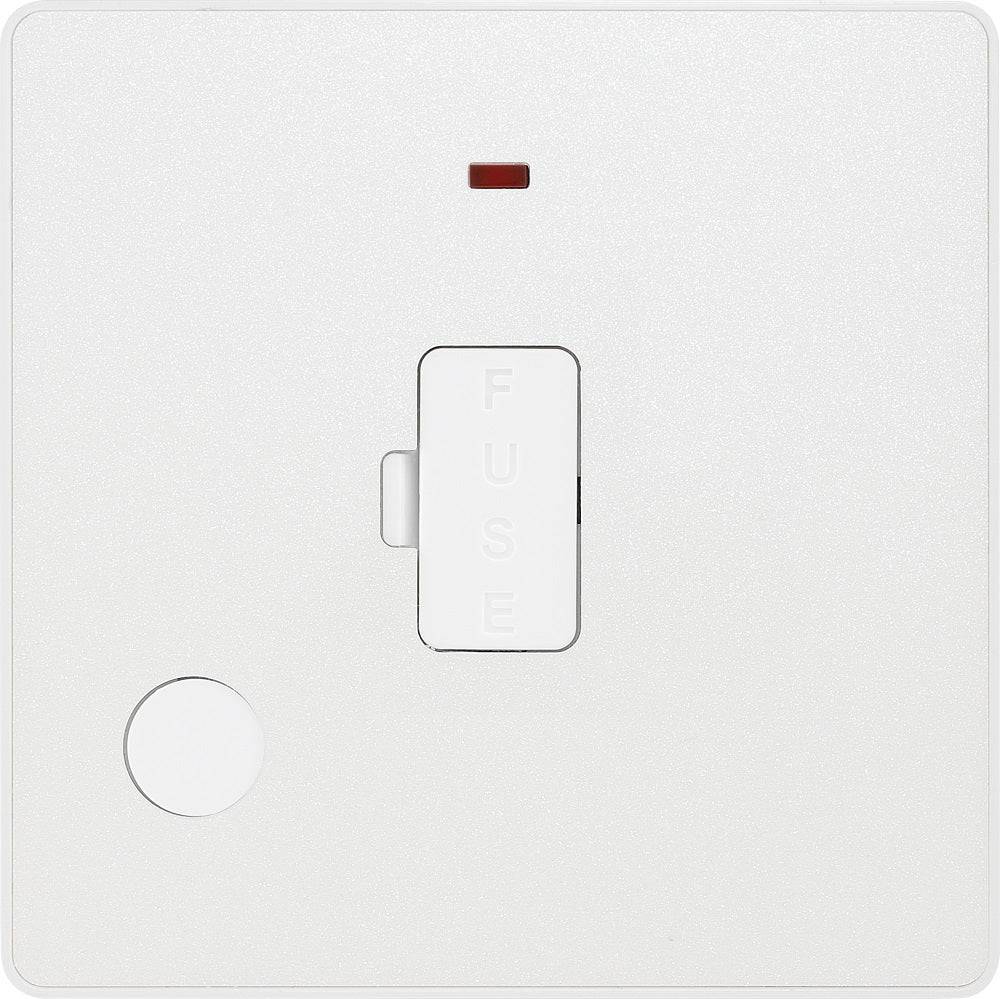 Evolve Polycarbonate Pearlescent White 13A Unswitched Spur with Neon and Flex Outlet PCDCL54W - The Switch Depot