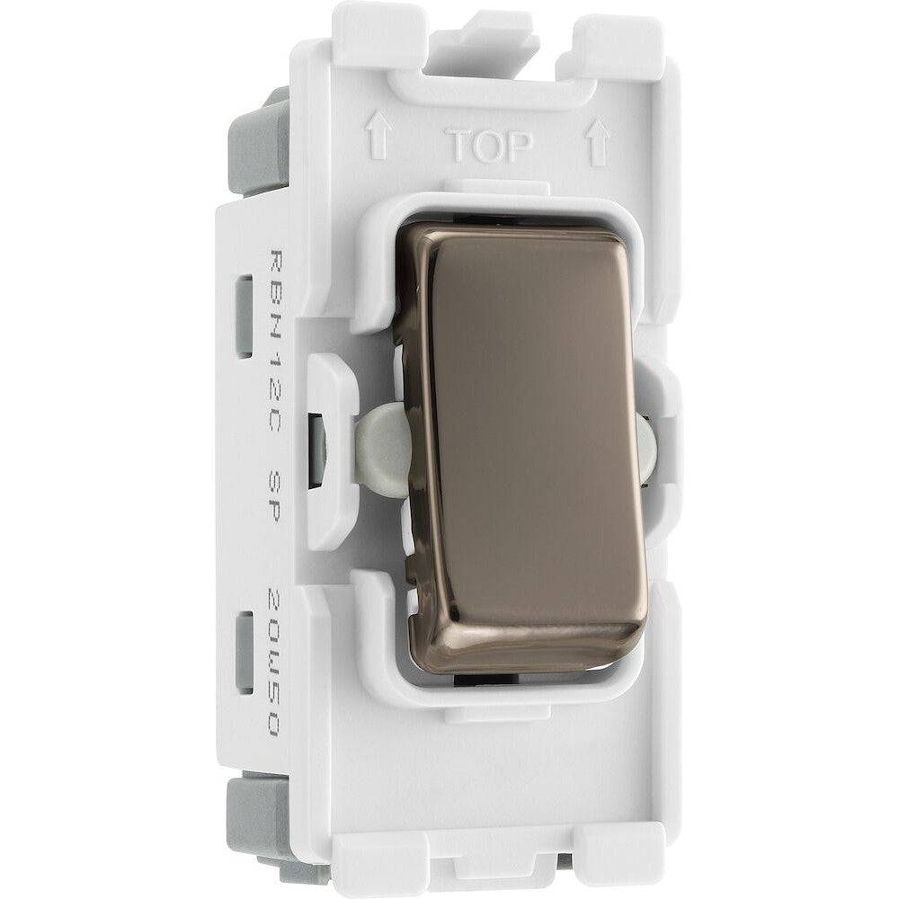 BG Black Nickel 20A 2 Way Single Pole Centre Off Grid Module RBN12C - The Switch Depot