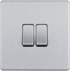 BG Screwless Brushed Steel 2W & Intermediate Light Switch FBS2WINT - The Switch Depot