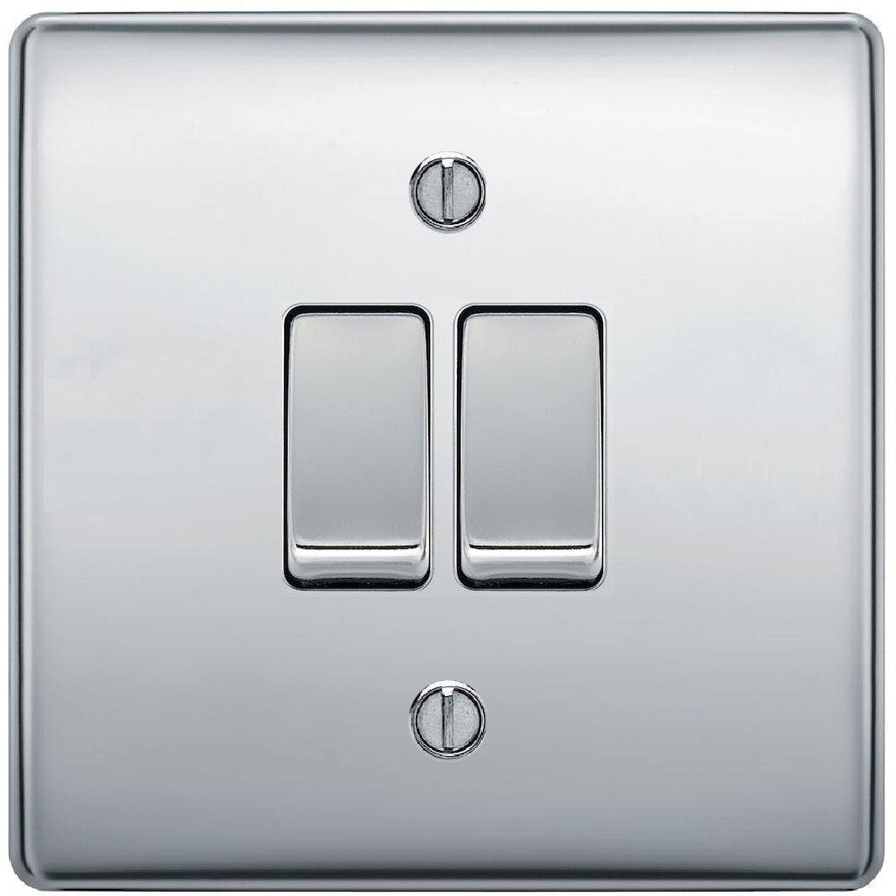 Nexus Metal Polished Chrome 2G Intermediate Light Switch NPC2GINT - The Switch Depot
