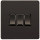 BG Screwless Black Nickel 3G Light Switch FBN43 - The Switch Depot