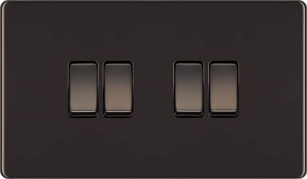 BG Screwless Black Nickel 4G Light Switch FBN44 - The Switch Depot