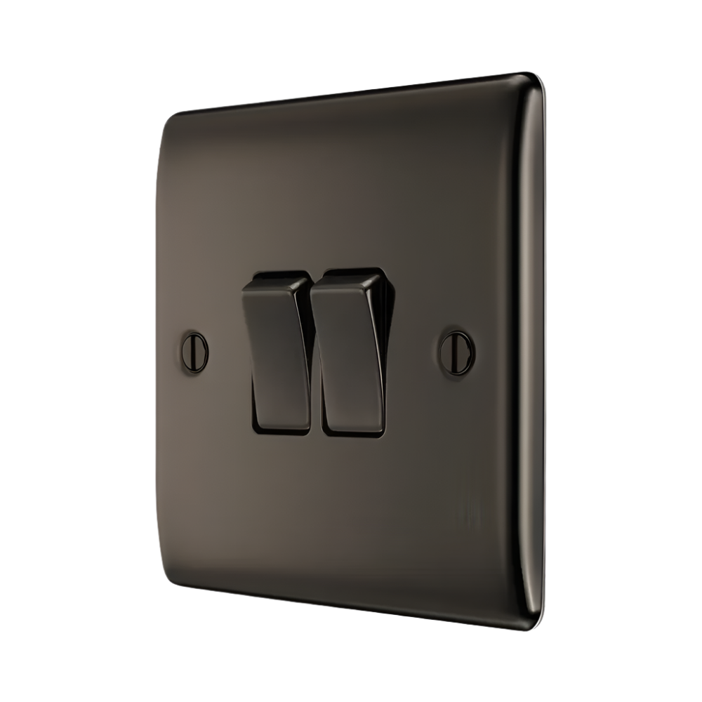 Nexus Metal Black Nickel 2G Light Switch NBN42 - The Switch Depot