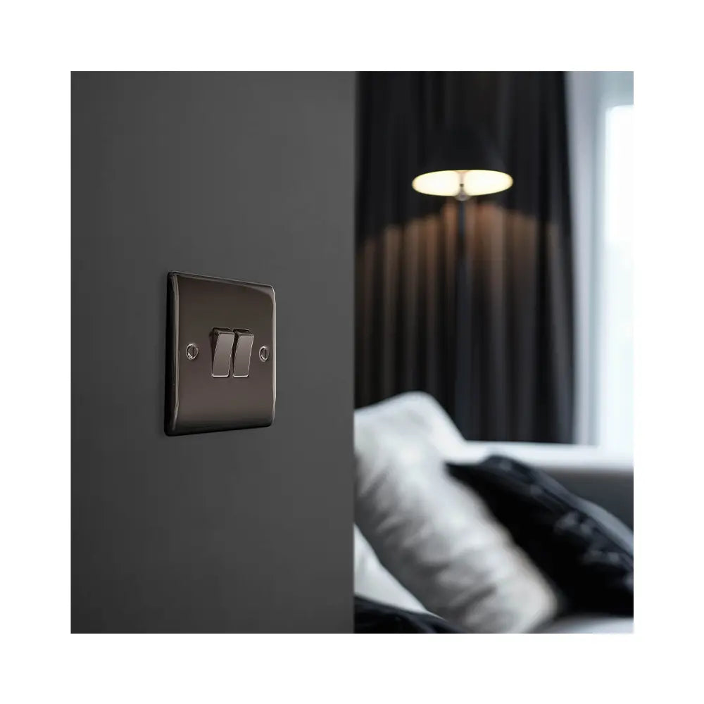 Nexus Metal Black Nickel 2G Light Switch NBN42 - The Switch Depot