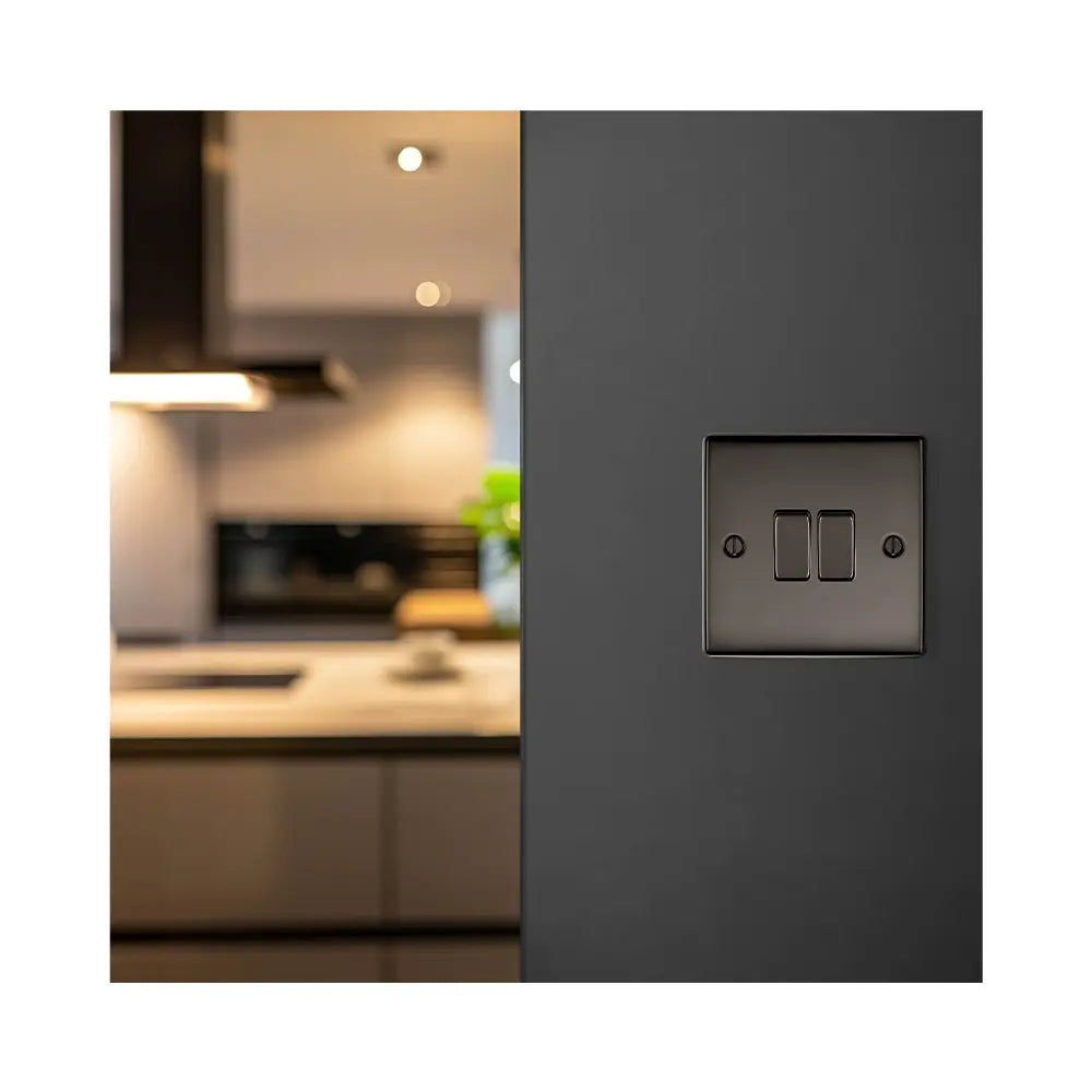 Nexus Metal Black Nickel 2G Light Switch NBN42 - The Switch Depot