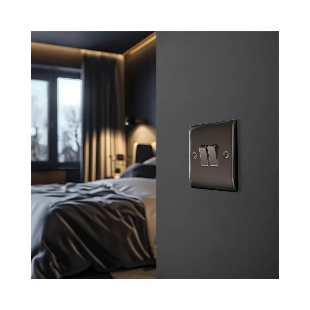 Nexus Metal Black Nickel 2G Light Switch NBN42 - The Switch Depot