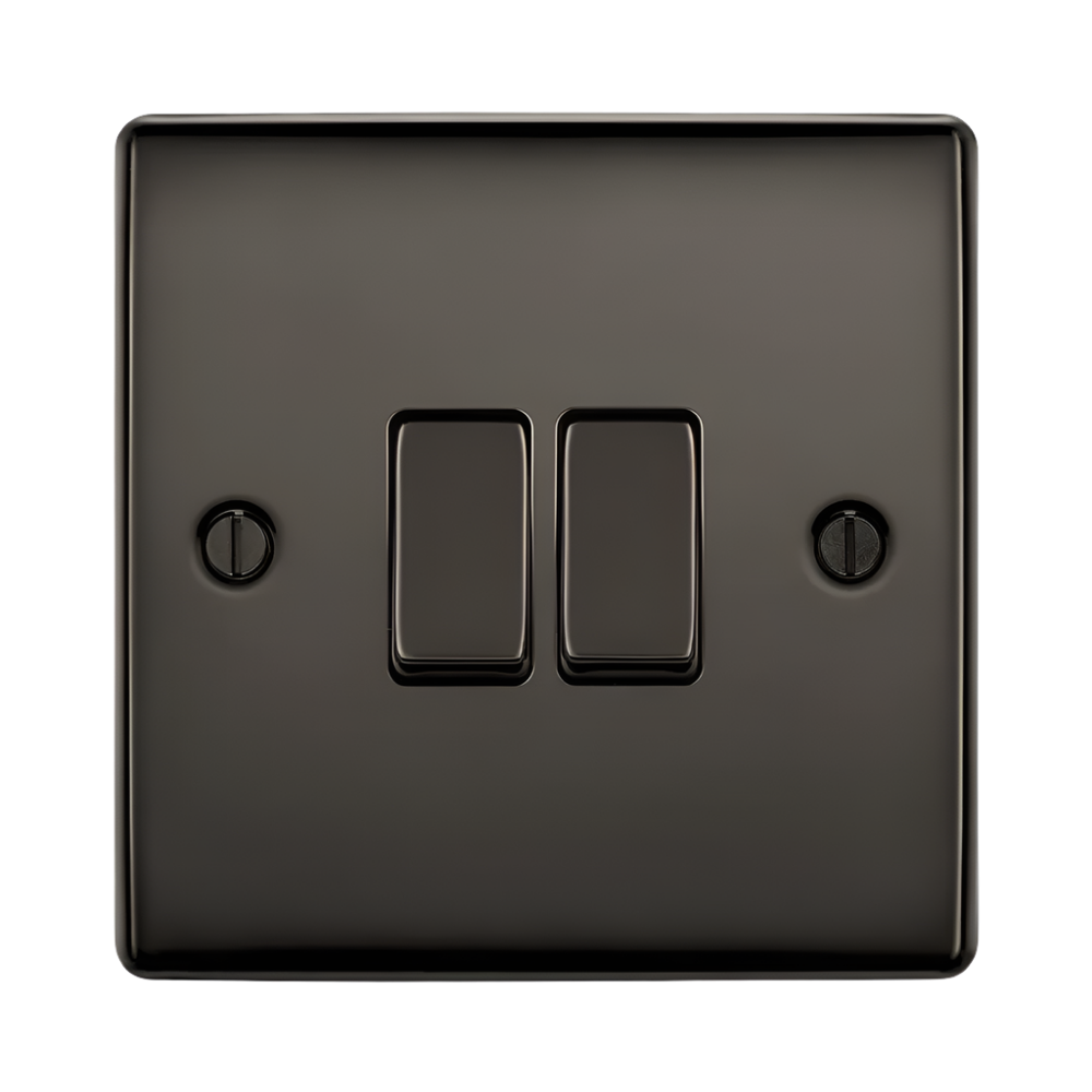 Nexus Metal Black Nickel 2G Light Switch NBN42 - The Switch Depot