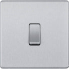 BG Screwless Brushed Steel 1G Light Switch FBS12 - The Switch Depot