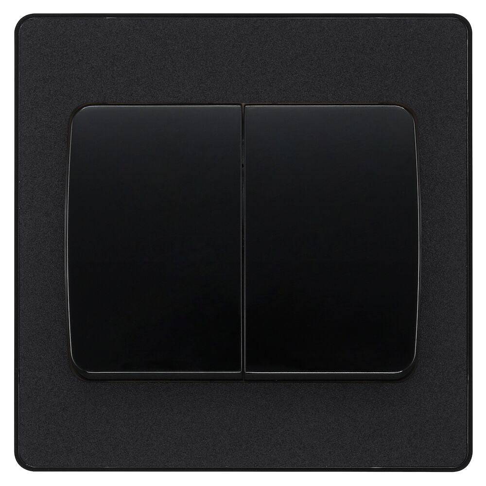 Evolve Polycarbonate Matt Black 2G Wide Rocker Light Switch PCDMB42WB - The Switch Depot