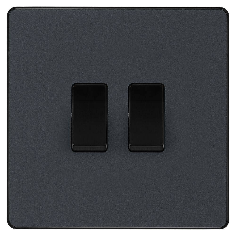 Evolve Polycarbonate Matt Grey 2G Light Switch PCDMG42B - The Switch Depot