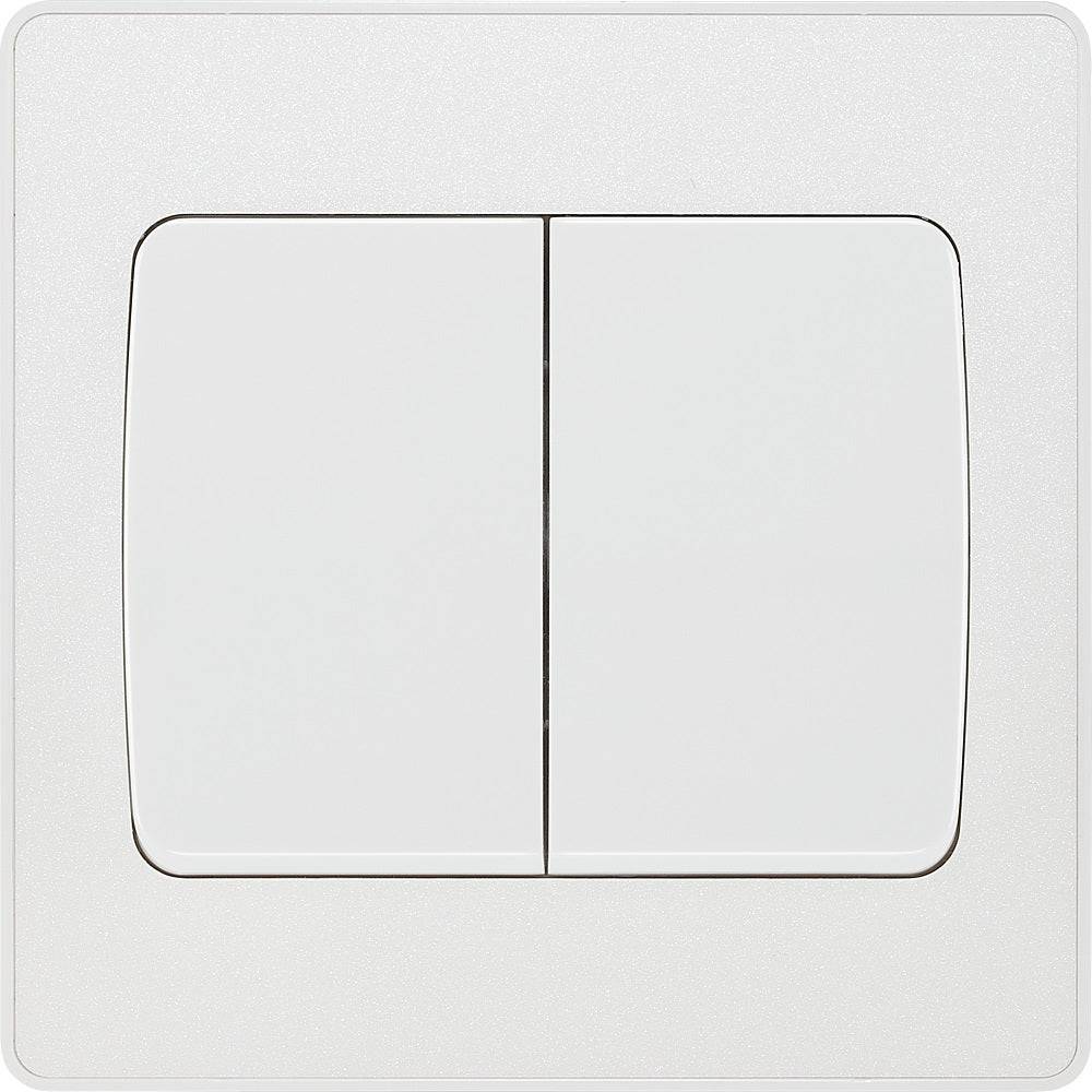 Evolve Polycarbonate Pearlescent White 2G Wide Rocker Light Switch PCDCL42WW - The Switch Depot