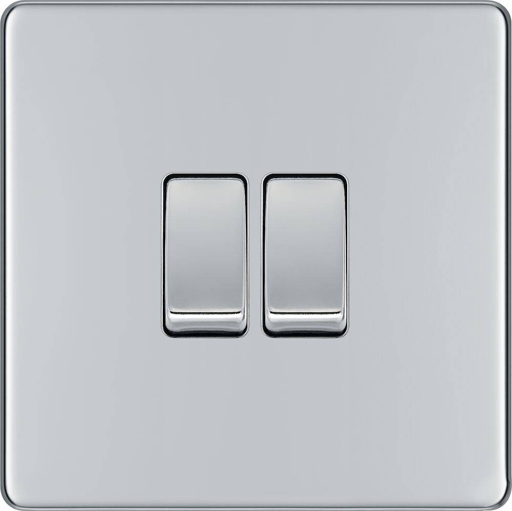 BG Screwless Polished Chrome 2G Light Switch FPC42 - The Switch Depot