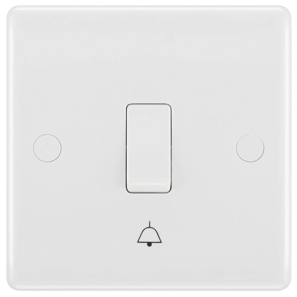 BG Moulded White PVC Retractive Bell Push Switch 814 - The Switch Depot