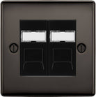 Nexus Metal Black Nickel Double Cat6 Data Outlet Socket NBNRJ4526B - The Switch Depot