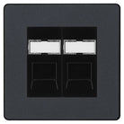 Evolve Polycarbonate Matt Grey Double Cat5e Data Outlet Socket PCDMGRJ452B - The Switch Depot