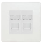 Evolve Polycarbonate Pearlescent White Double Cat6 Data Outlet Socket PCDCLRJ4526W - The Switch Depot