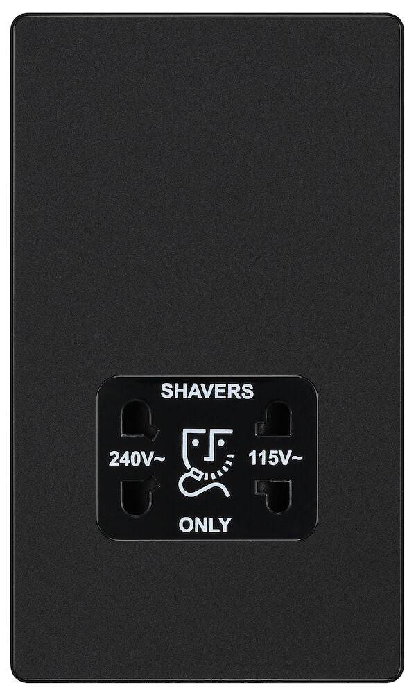 Evolve Polycarbonate Matt Black Shaver Socket PCDMB20B - The Switch Depot