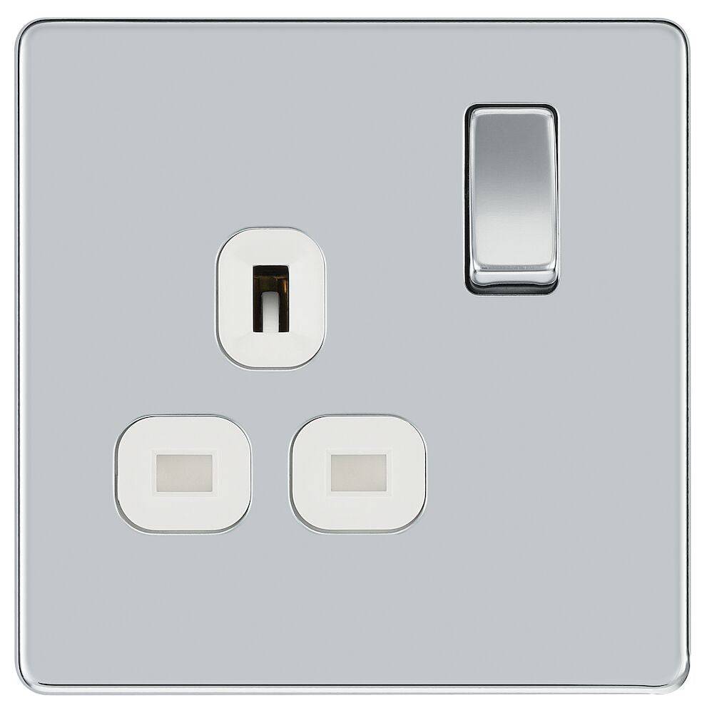 BG Screwless Polished Chrome Single Socket FPC21W - The Switch Depot
