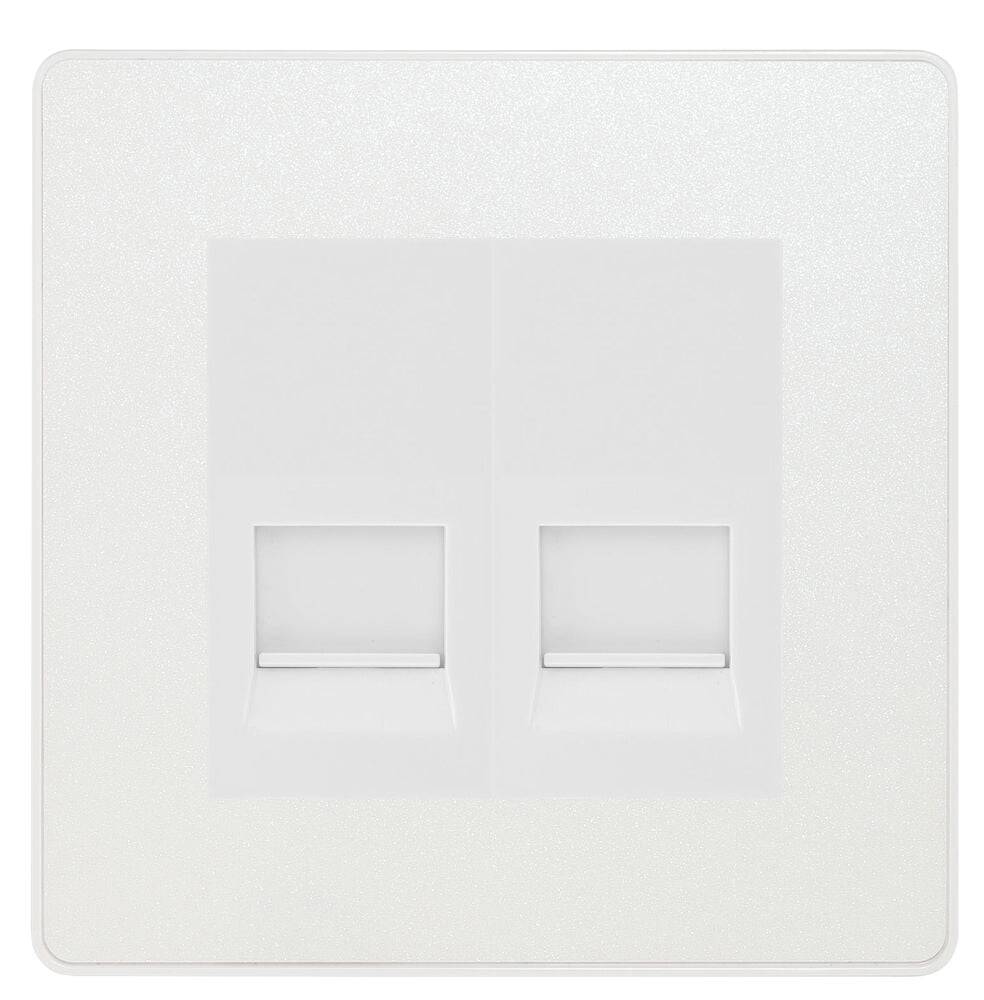 Evolve Polycarbonate Pearlescent White Double Slave Telephone Socket