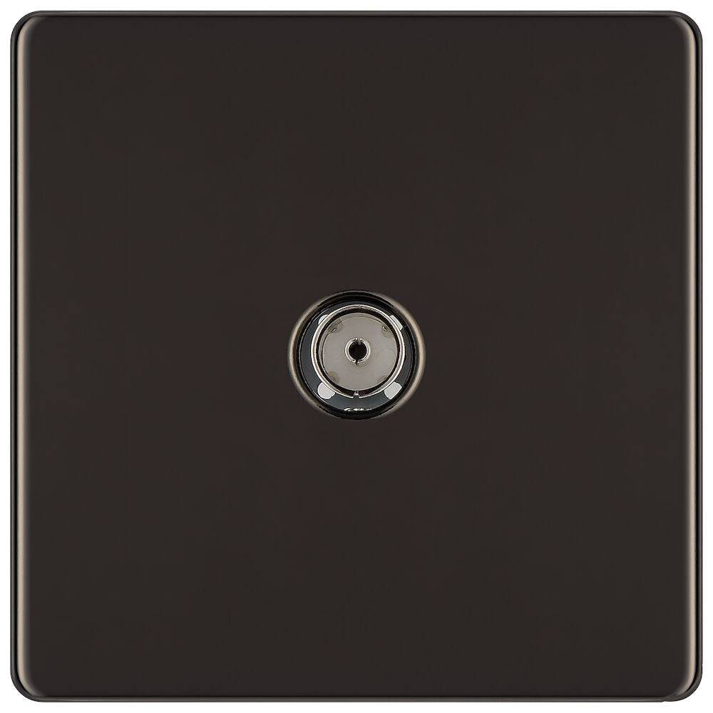 BG Screwless Black Nickel TV Socket FBN60 - The Switch Depot