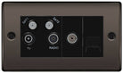 Nexus Metal Black Nickel Quadplex Combination TV Socket NBN69B - The Switch Depot