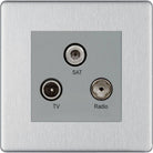 BG Screwless Brushed Steel Triplex TV Socket FBS67G - The Switch Depot
