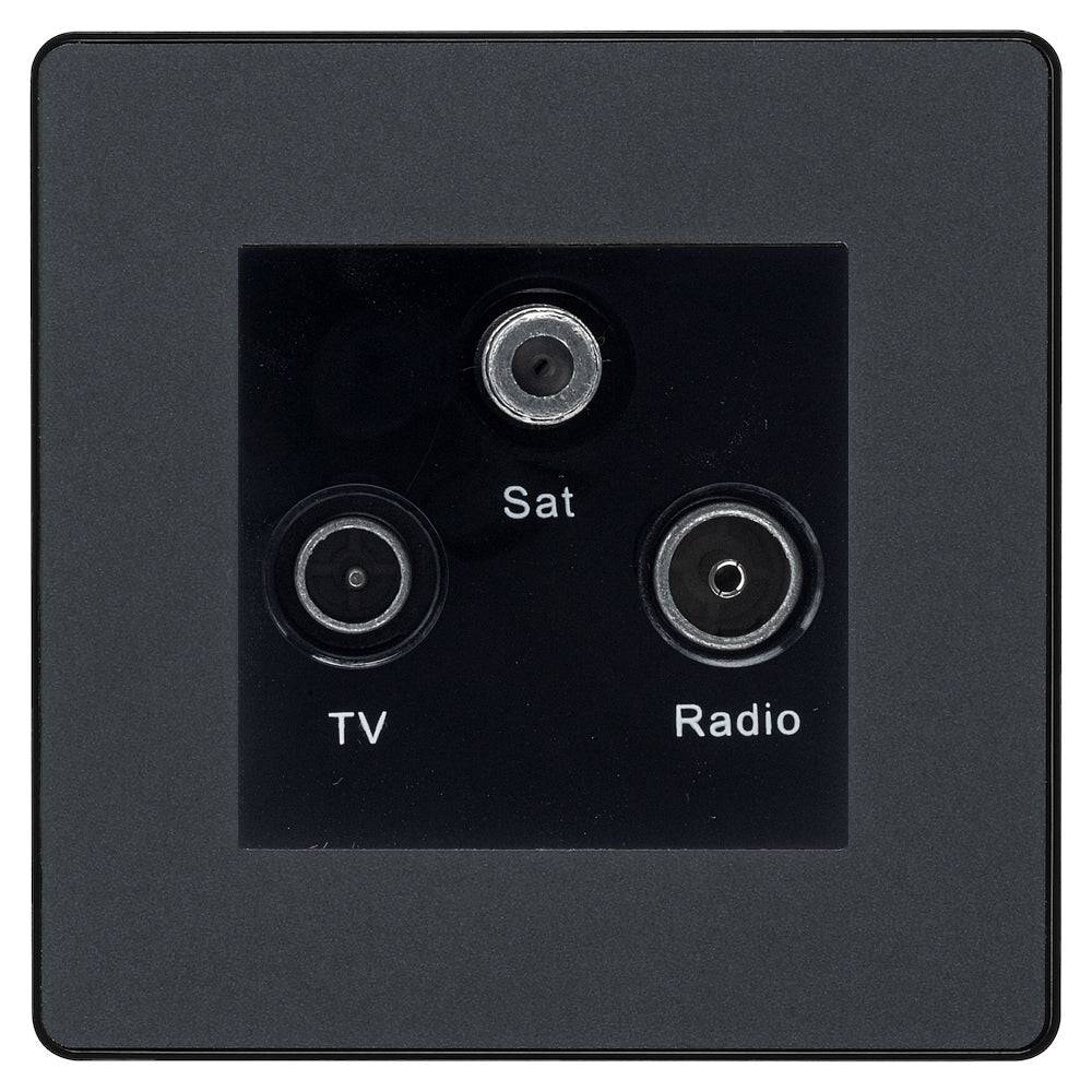 Evolve Polycarbonate Matt Grey Triplex TV Socket PCDMGTRIB - The Switch Depot