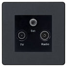 Evolve Polycarbonate Matt Grey Triplex TV Socket PCDMGTRIB - The Switch Depot