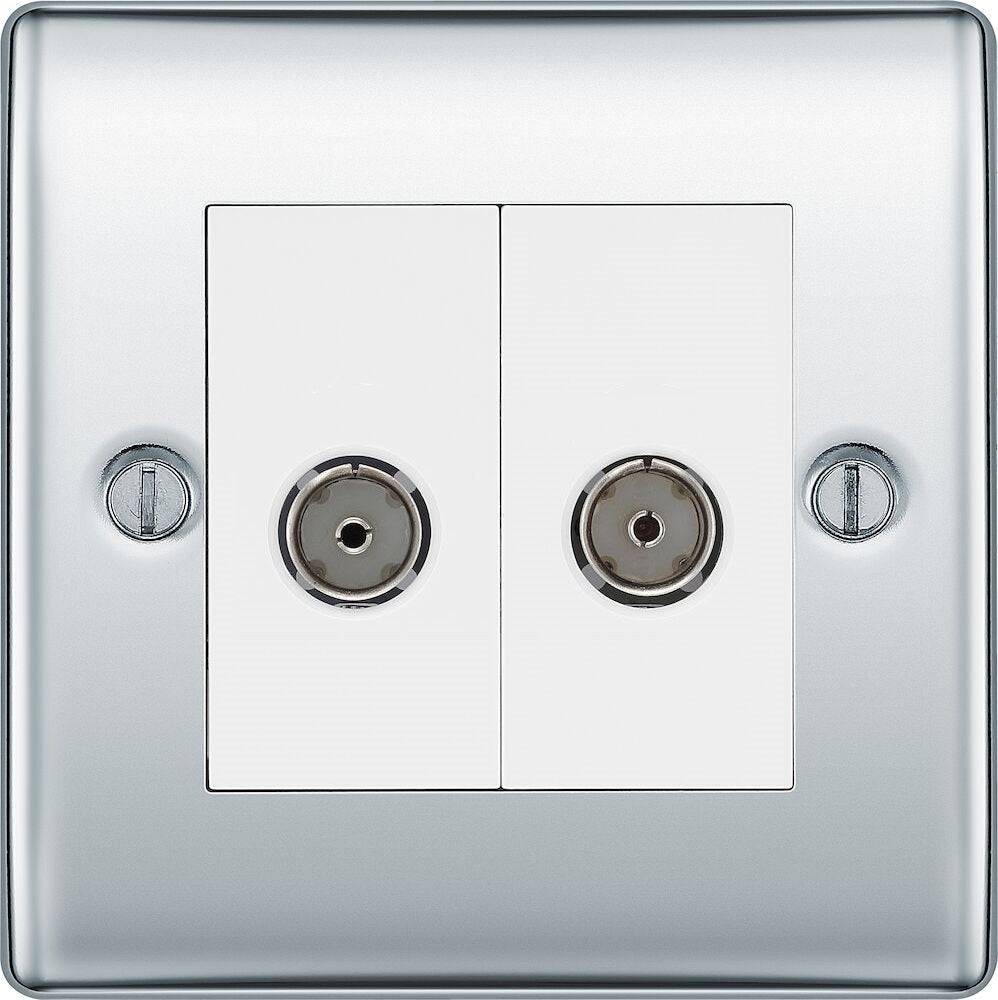 Nexus Metal Polished Chrome Diplex TV Socket NPC66W - The Switch Depot