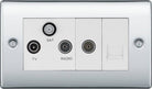 Nexus Metal Polished Chrome Triplex Combination TV Socket NPC68W - The Switch Depot