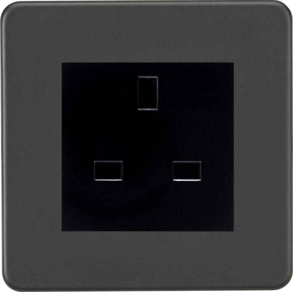 Knightsbridge Screwless Anthracite 13A Unswitched Socket SF13AMAT - The Switch Depot