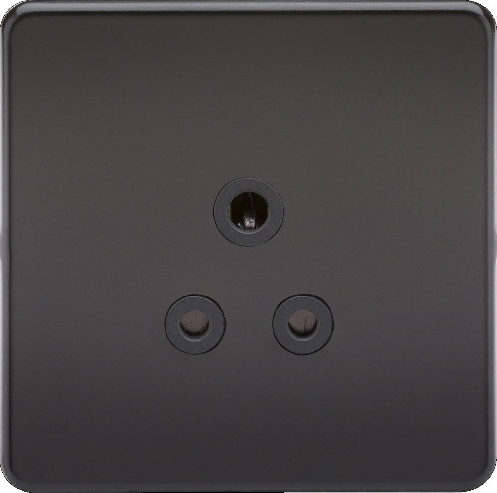 Knightsbridge Screwless Matt Black 5A Unswitched Socket SF5AMB - The Switch Depot