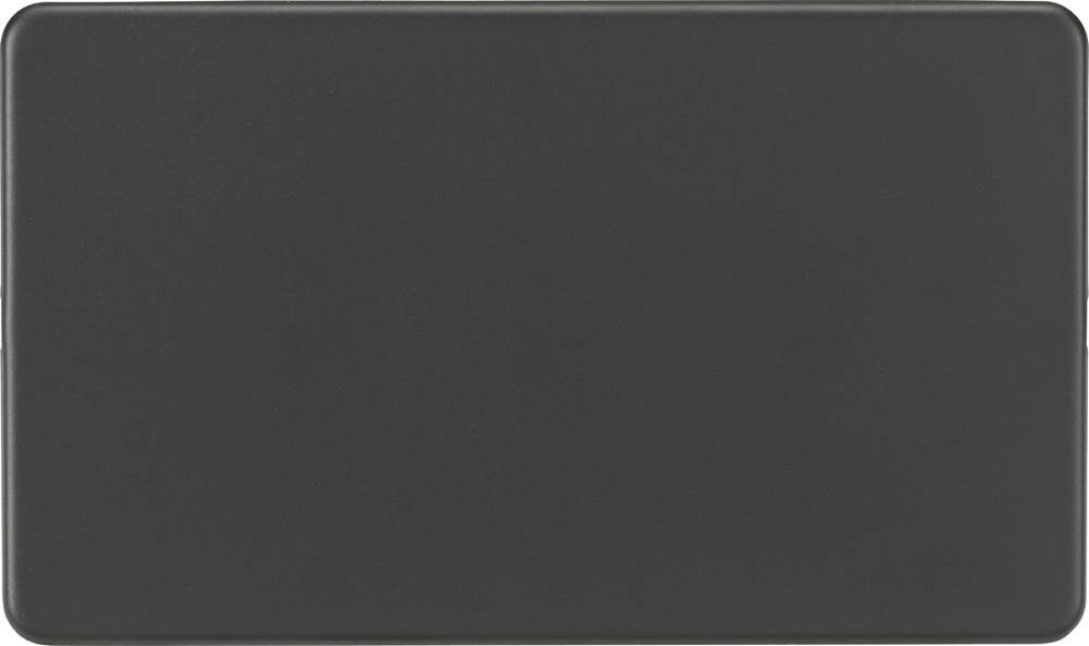 Knightsbridge Screwless Anthracite Double Blank Plate SF8360AT - The Switch Depot