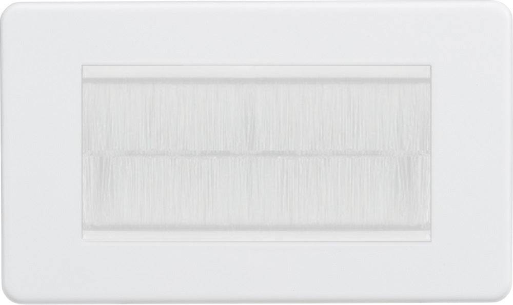 Knightsbridge Screwless Matt White 4G Cable Brush Outlet SF4GMWBRW - The Switch Depot