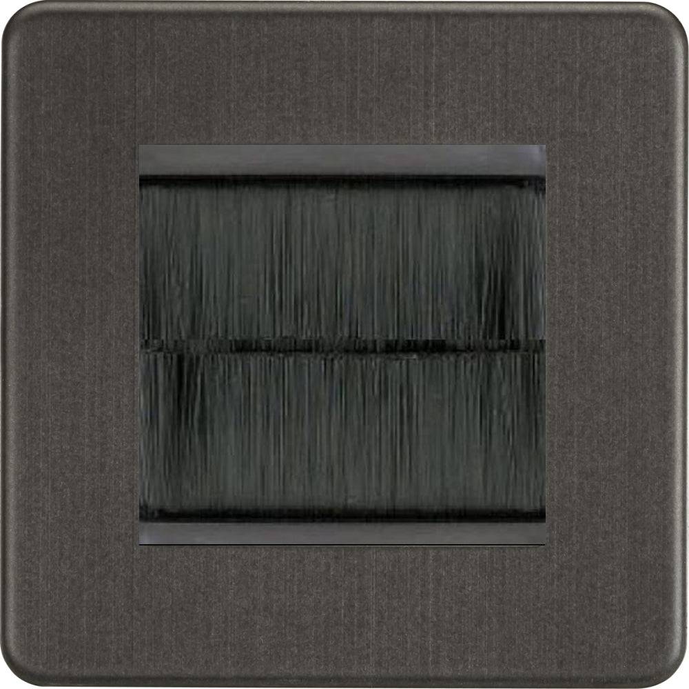 Knightsbridge Screwless Smoked Bronze 2G Cable Brush Outlet SF2GSBBR - The Switch Depot