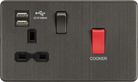 Knightsbridge Screwless Smoked Bronze Cooker Switch with 13A USB Socket SFR8333USB - The Switch Depot