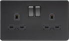Knightsbridge Screwless Matt Black Double Socket SFR9000MBB - The Switch Depot