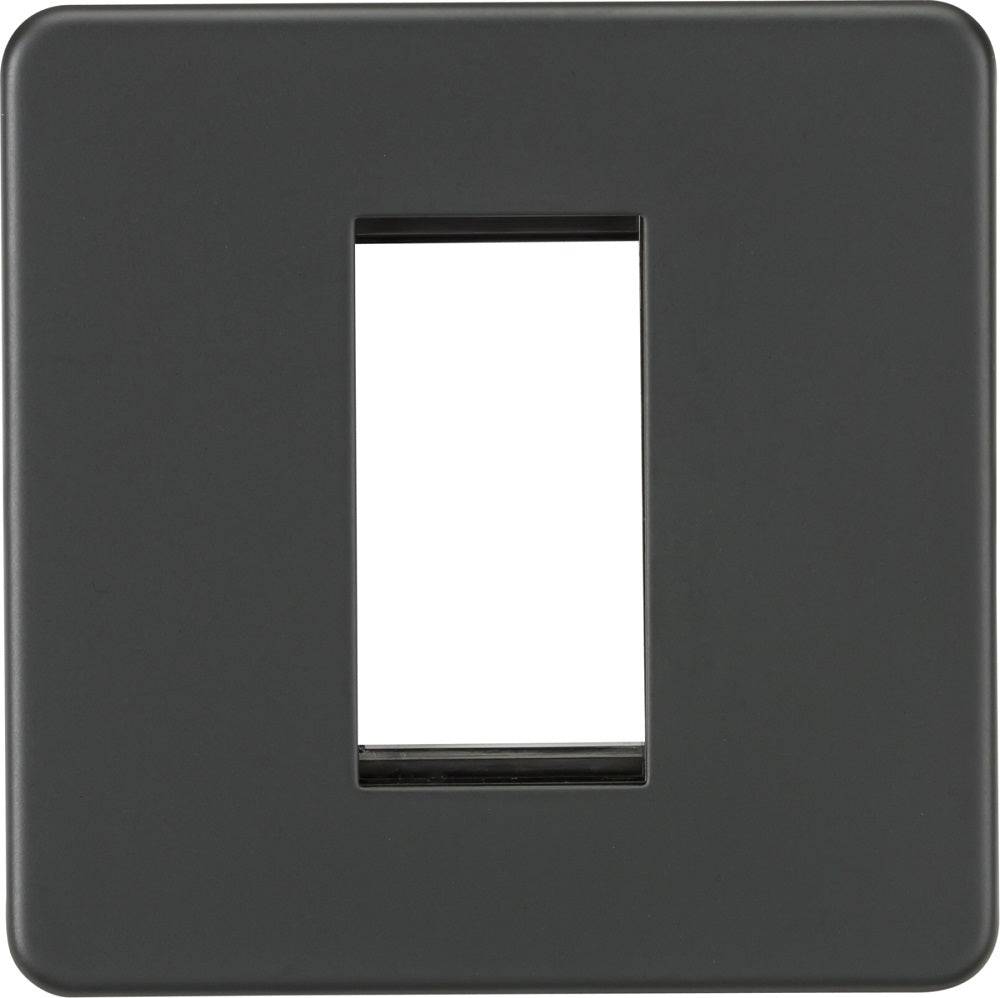 Knightsbridge Screwless Anthracite 1G Euro Plate SF1GAT - The Switch Depot