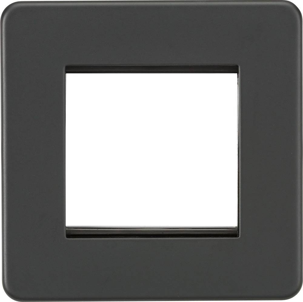 Knightsbridge Screwless Anthracite 2G Euro Plate SF2GAT - The Switch Depot