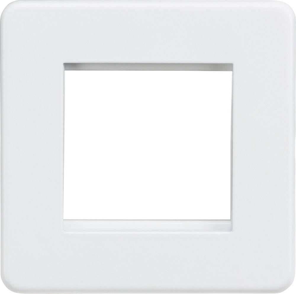 Knightsbridge Screwless Matt White 2G Euro Plate SF2GMW - The Switch Depot