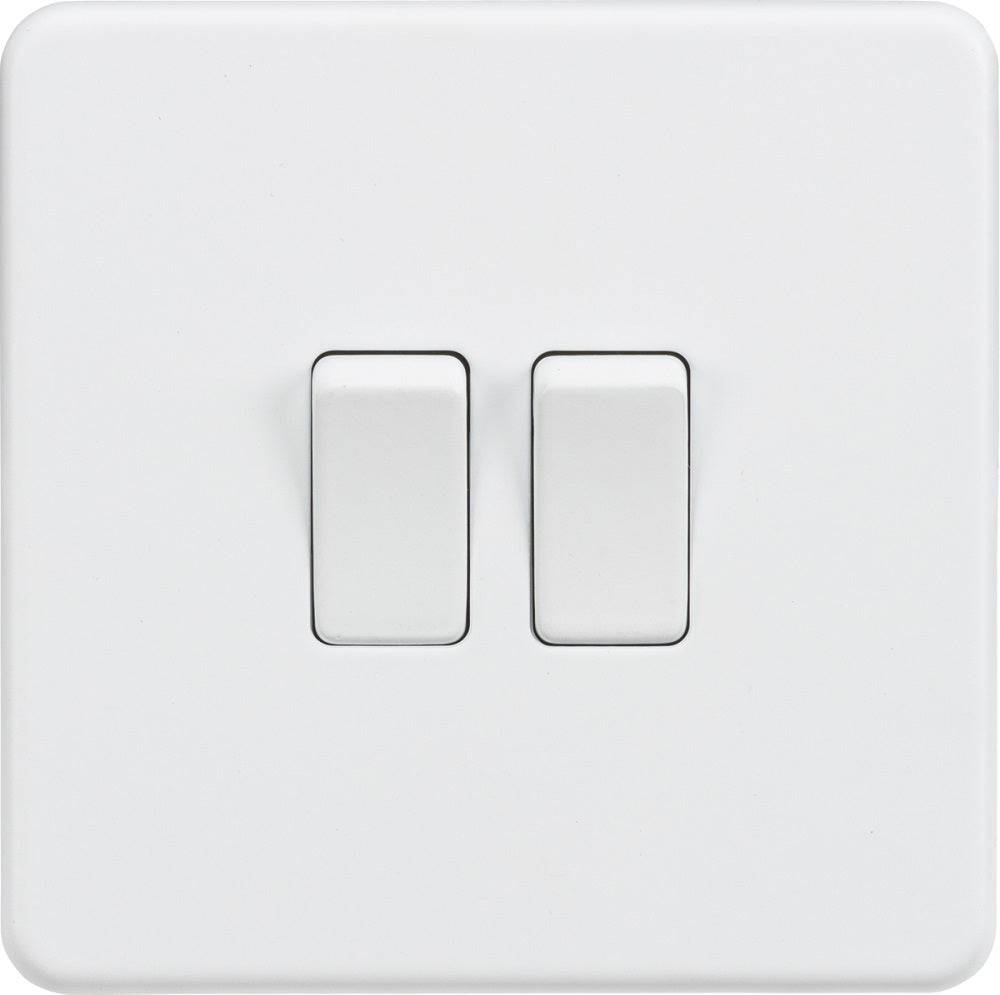 Knightsbridge Screwless Matt White 2G Light Switch SF3000MW - The Switch Depot
