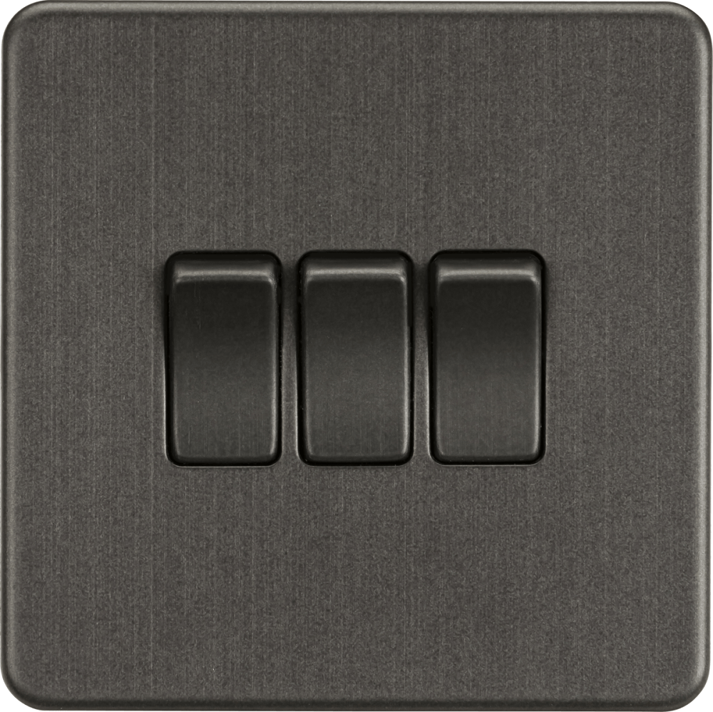 Knightsbridge Screwless Smoked Bronze 3G Light Switch SF4000SB - The Switch Depot