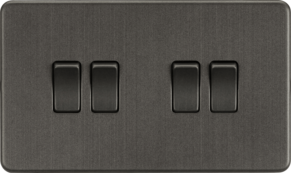 Knightsbridge Screwless Smoked Bronze 4G Light Switch SF4100SB - The Switch Depot