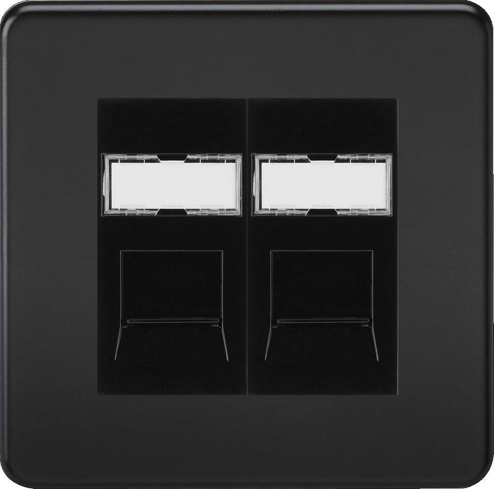 Knightsbridge Screwless Matt Black Double Cat5e Data Socket SFRJ452MMBB - The Switch Depot