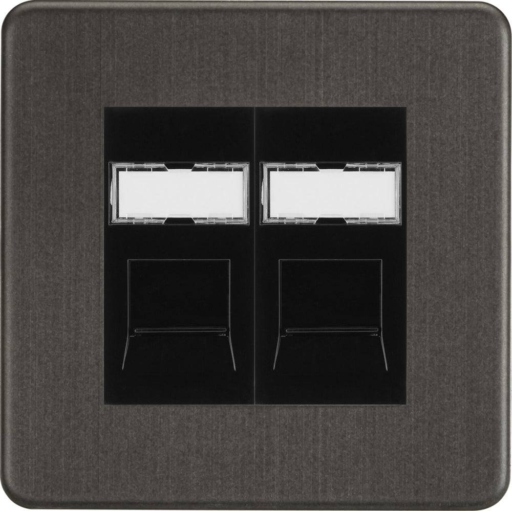 Knightsbridge Screwless Smoked Bronze Double Cat6 Data Socket SFRJ4562MSBB - The Switch Depot