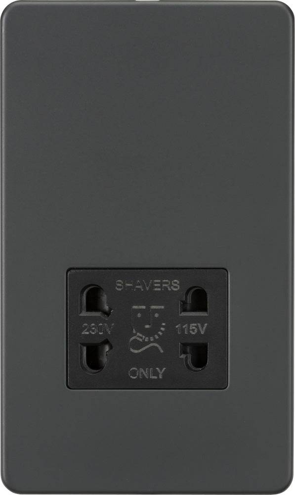 Knightsbridge Screwless Anthracite Shaver Socket SF8900AT - The Switch Depot