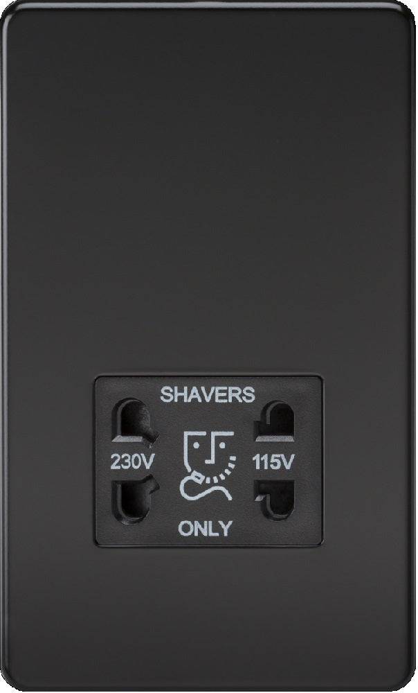 Knightsbridge Screwless Matt Black Shaver Socket SF8900MB - The Switch Depot