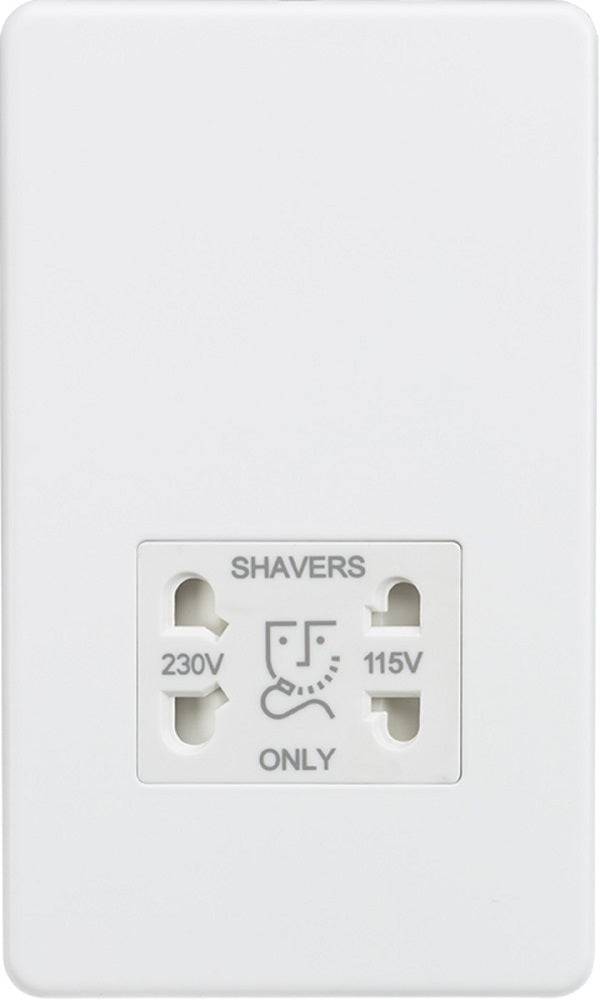 Knightsbridge Screwless Matt White Shaver Socket SF8900MW - The Switch Depot