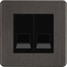 Knightsbridge Screwless Smoked Bronze Double Slave Telephone Socket SF7420MSBB - The Switch Depot