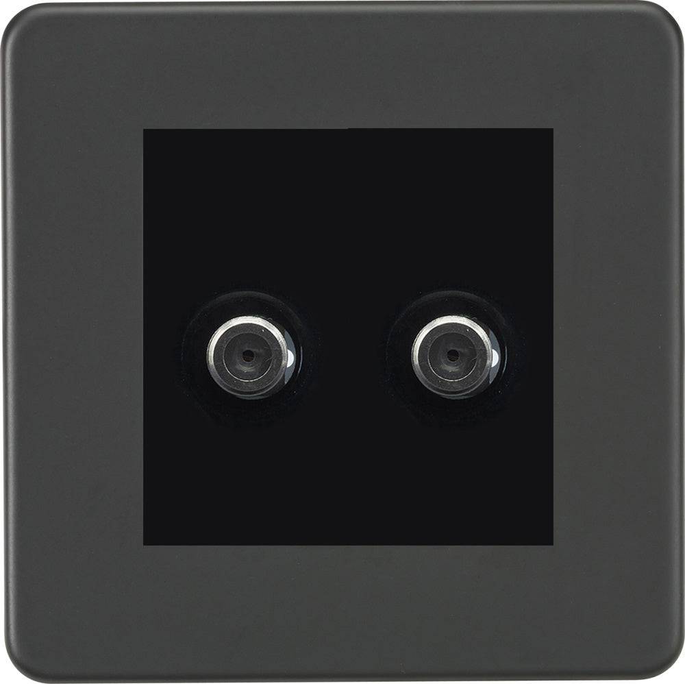 Knightsbridge Screwless Anthracite Double Satellite Socket SF0250MAT - The Switch Depot